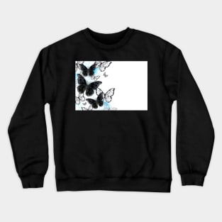 Background with black butterflies Crewneck Sweatshirt